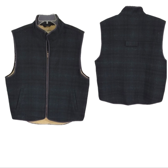 L.L.Bean Other - L.L.Bean Watch Plaid Full Zip Sherpa Lined Wool Blend Vest Men Size L